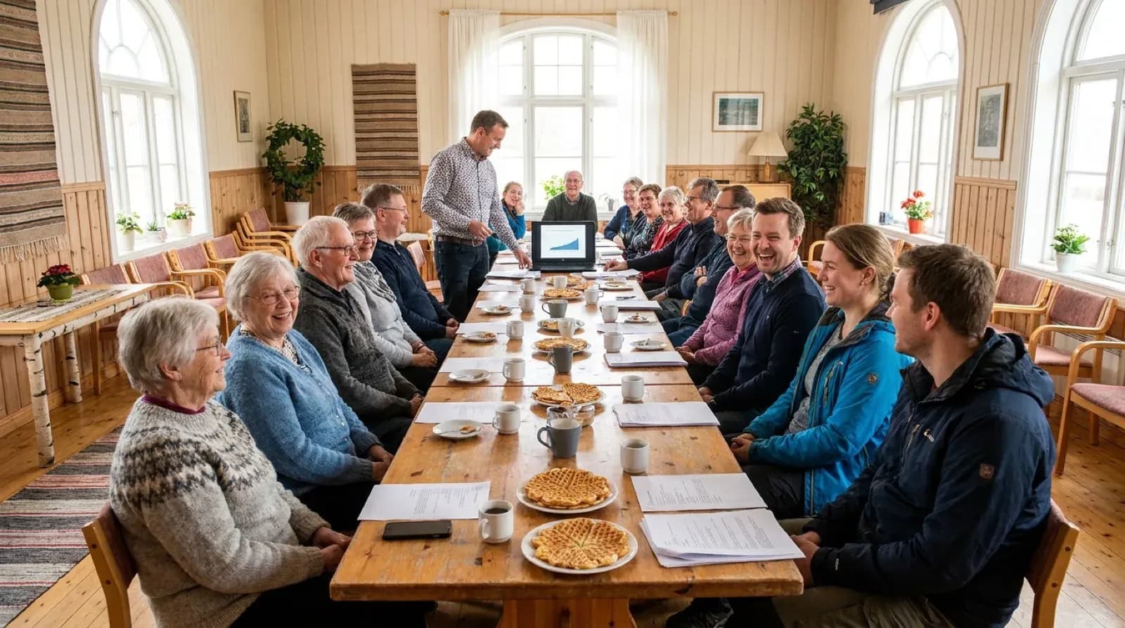 Styremøte i en forening rundt et bord
